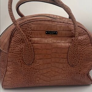 Kate Spade Crocodile-Embossed Pinkish Brown Satchel